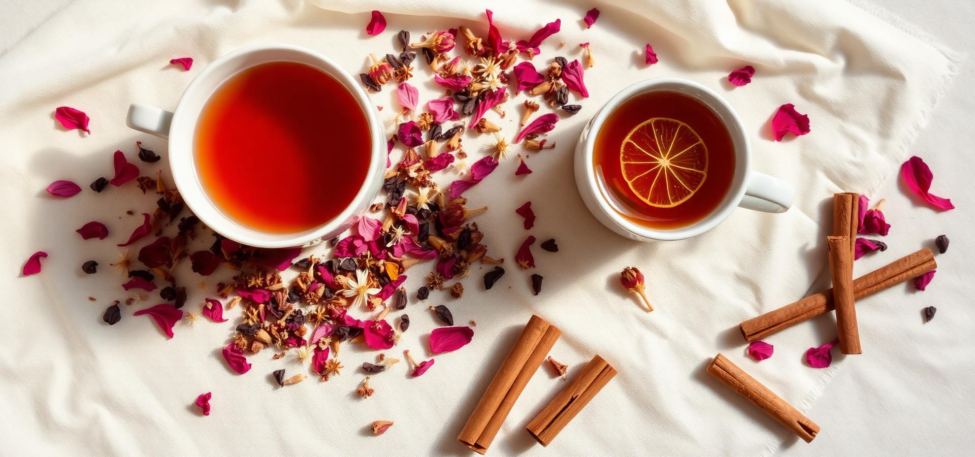 A glass cup of herbal tea with a bright orange slice floating inside